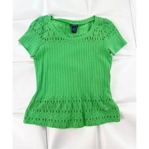 Doncaster Collection Womens Sz S Green Pointelle Top Stretch